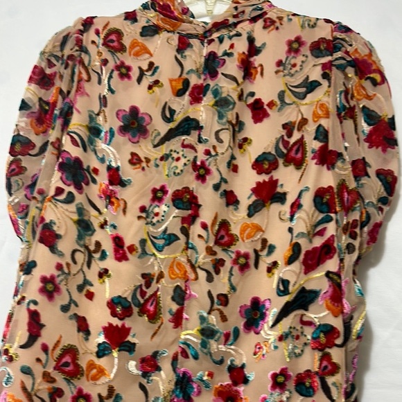 French Connection Mandarin Collar Blouse with Ruffled Puff Sleeves - Picture 9 of 16